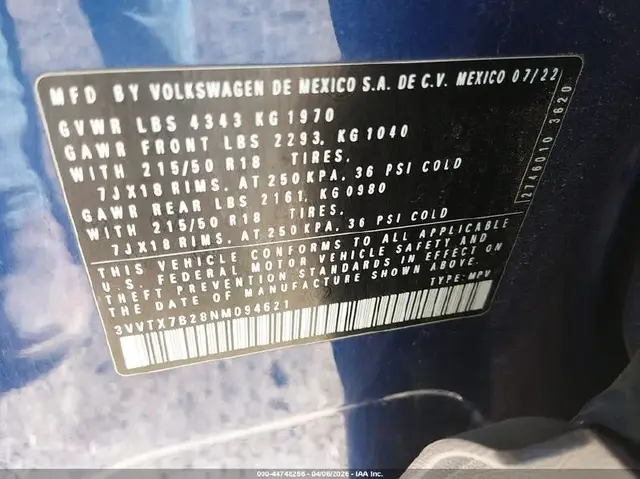 VOLKSWAGEN TAOS SE 2022